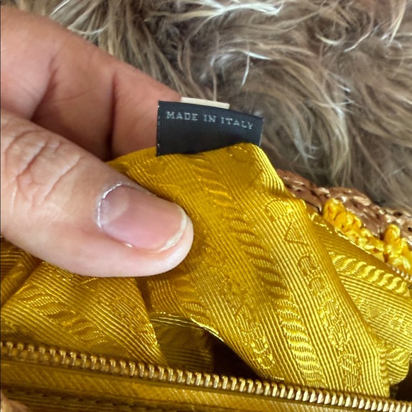 Prada Raffia Yellow and Brown crotchet Clutch - Picture 4 of 16